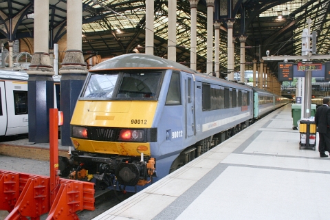 National Express class 90 no. 90012 at London Liverpool Street on 24th August 2011